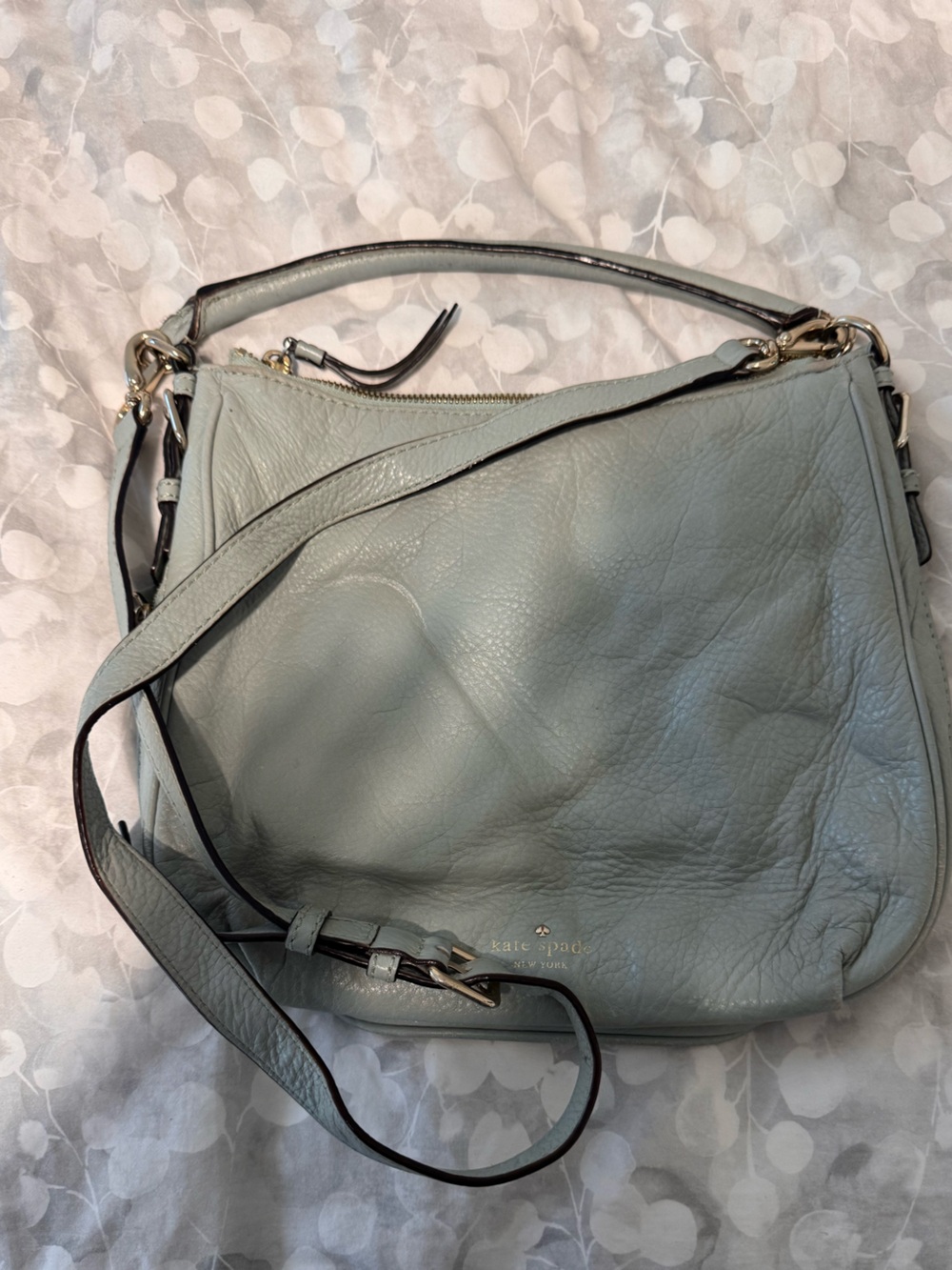 kate spade Light Blue Pebbled Leather Shoulder Bag